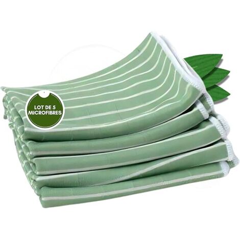 Pa Bambustuch – Spurloses Fensterwischen, Edelstahl, Chrom, Spiegel – Set Mit 5 Mikrofasern – Maße 50 X 40 Cm – Farben: Grün