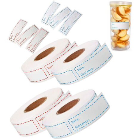 Pair 4 Rollen 500 Stück Marmeladenetiketten, Gefrieretiketten, Glasetiketten, Selbstklebende Etiketten, Für Flaschen, Einmachgläser, Vorratsgläser, Lebensmittelgläser, Geschenkverpackungen (75 X 2