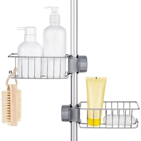 Pair 2er-set Duschablage Aus Edelstahl Ohne Bohren, Teleskop-badregal Aus Edelstahl, Duschstützregal, Duschstangen-seifenhalter, Duschablage Für Shampoo