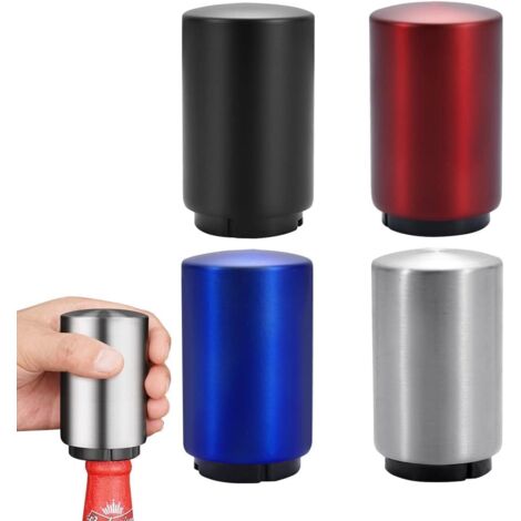 Pa Set Mit 4 Automatischen Flaschenöffnern, Bierflaschenöffner Aus Gebürstetem Aluminium Für Wein-, Bier- Und Limonadenflaschen. Eine Sekunde Zum Öffnen Des Verschlusses