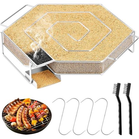 Pair Outdoor-grill-räuchergitter-tablett, Kaltrauchgenerator, Edelstahl-tablett, Rund, Quadratisch, Grill