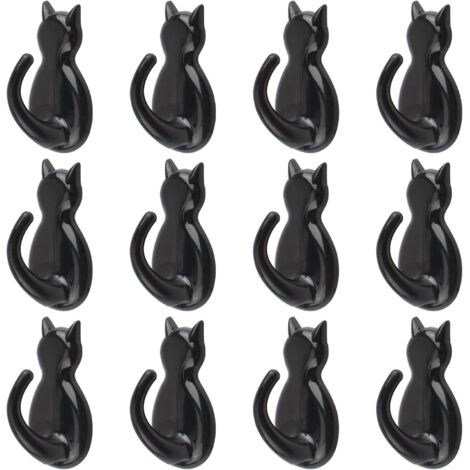 Pa 12er-pack Selbstklebende Bademantelhaken Aus Kunststoff, Handtuchhalter In Katzenform, Wandaufhänger Für Küche, Schlafzimmer, Badezimmer