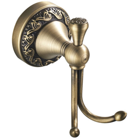 Pa Antiker Handtuchhaken Aus Messing, Badezimmer-kleiderhaken, Gebürsteter Doppel-kleiderhaken Für Kleidung, Wandhaken Im Vintage-stil