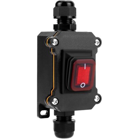 Pa Wasserdichter Ip65-kabelschalter Mit Roter Kontrollleuchte, 12–24 V, 30 A, Dpst-wippschalter, Ein-/aus-steuerung Mit Zwei Positionen