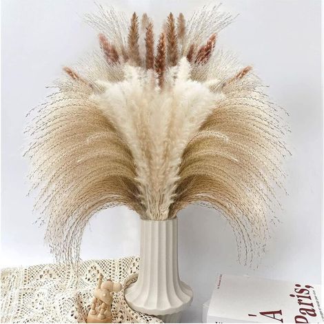 Pair Getrocknete Pampasgras-dekoration, 90 Stück Pampasgras Mit Getrockneten Blumen, Hasenschwanz, Schilfgras-bouquet Für Böhmische Hochzeiten, Heimtischdekoration