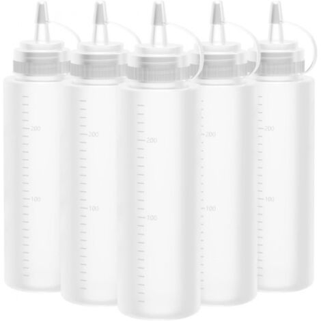 Pa 5er-pack 250-ml-soßenflaschen Aus Kunststoff Mit Verschluss, Ketchup-spender Und Auslaufsicheren Deckeln