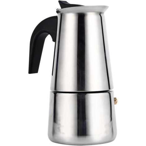 Pa Espresso-kaffeemaschine, 4 Tassen, Tragbare Edelstahl-moka-kanne, Italienische Espresso-kaffeemaschine Für Gas-, Herd- Und Induktionsherde (4 Tassen – 200 Ml, 17,5 X 8,5 Cm)