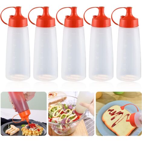Pa Gewürzflaschen, 5 Stück 16 Oz Gewürzsaucenflasche, Saucenspenderflaschen, Gewürzflaschen Aus Kunststoff, Saucenflasche, Plastikflaschen Mit Verschluss, Bpa-frei