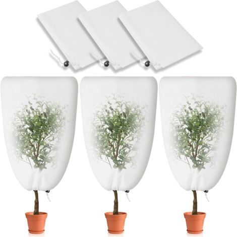 Pa 3er-pack Pflanzen-winterabdeckung Mit Kordelzug, 80 X 120 Cm, Pflanzenschutzhülle, Kann Kalt, Wetterbeständig, Warm, Frostbeständig, Wiederverwendbar Sein