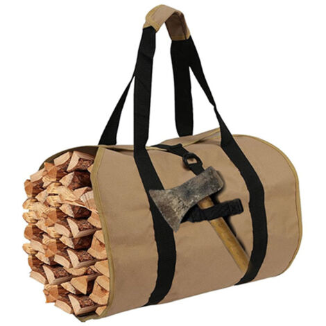 Pa Tragetasche Für Brennholz, Tasche Für Brennholz, Tasche Für Holzscheite Aus Segeltuch, Wasserabweisende Tragetasche, Faltbares Kaminzubehör, Ideal Für Öfen, Camping, Strand (khaki)