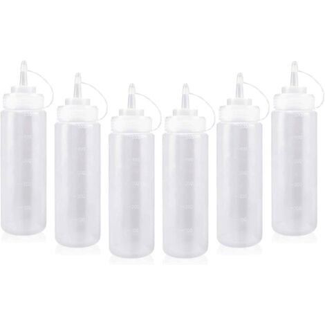 Pa Soßenflasche, 6 Stück, 500 Ml, Soßenflasche Mit Verschluss, Gewürzflasche, Soßenflasche, Quetschflaschen, Soßenbehälter Zum Malen, Kochen, Ketchup