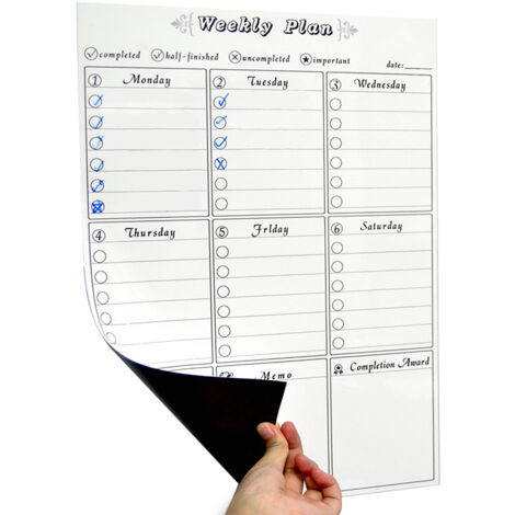 Pa Trocken Abwischbares Whiteboard Für Kühlschrank, Wochenplaner, Menüplaner Für Kühlschrank, Wochenplaner, Kühlschrankmagnet, Magnetische Mahlzeit (297 X 420 Mm, 1 Stück)