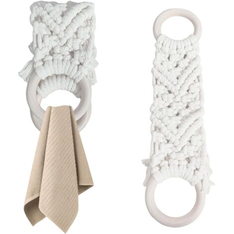 Pa 2er Set Handtuchhalter, Handtuchhalter, Handtuchhalter Ohne Bohren, Gehäkelter Geschirrtuchhalter, Handtuchhalterschlaufe Zum Aufhängen