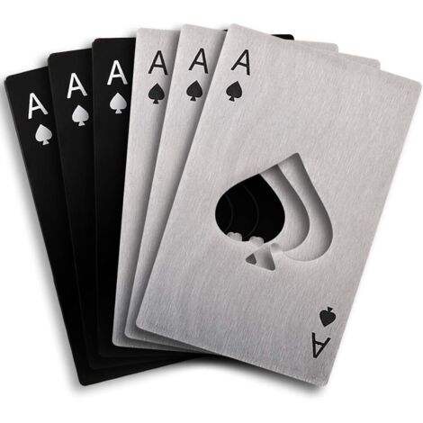 Pa Set Mit 6 Flachen Edelstahl-flaschenöffnern, Bierflaschenöffner, Silber Und Schwarz