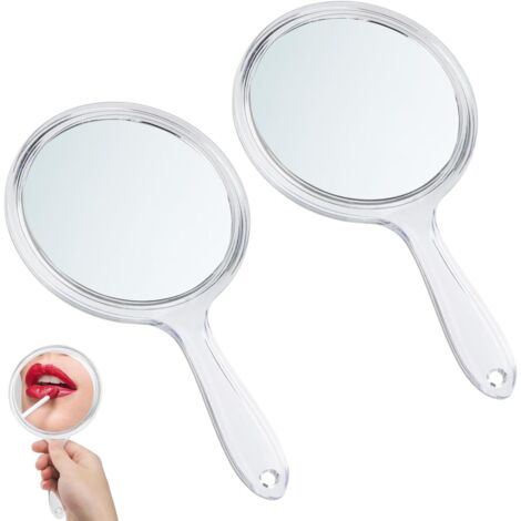 Pa Handspiegel Mit Griff, 2 Stück, Doppelseitiger Vergrößerungs-make-up-spiegel, Tragbarer Spiegel Mit Griff, Friseurspiegel Für Reisen, Badezimmer, Büro, Make-up, Rasieren