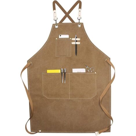 Pa Strapazierfähige Arbeitsschürze, Herren-werkzeug-küchenschürze, Verstellbarer Riemen Aus Segeltuch Mit 4 Taschen, Tischler-workshop-schürze Für Grill, Bäcker, Zimmerei, Tätowierer, Friseur, Ba