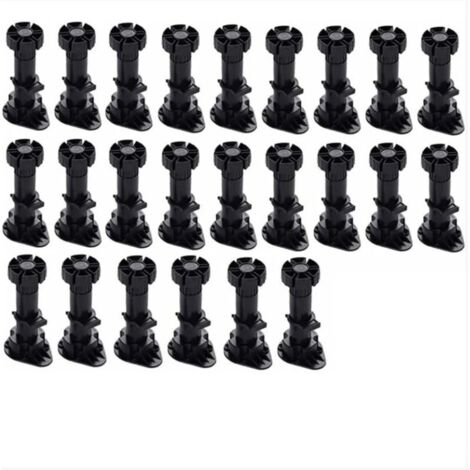 Pair (60 Mm – 80 Mm), 24 Stück, Kunststoff-schrankbeine, Möbelbeine, Verstellbare Möbelbeine, Schwarze Kunststoff-möbelbeine Mit Clip-sockelbefestigung Für Küchenmöbel, Kleiderschrank Und Sofa