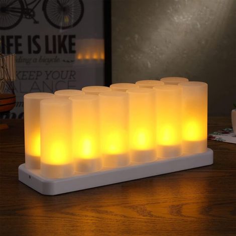 Pair Wiederaufladbare Kerzen, 12 Flammenlose Led-teelichter, Die Wie Echte Kerzen Flackern, Für Partys, Veranstaltungen, Hochzeiten, Bars, Familien, Mahlzeiten Im Freien