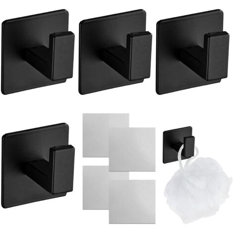 Pa 4er-pack Selbstklebende Handtuchhaken Ohne Bohren Für Badezimmer, Küche, Schlafzimmer, Garage, Hotel, Kleiderschrank, Schwarzer Haken