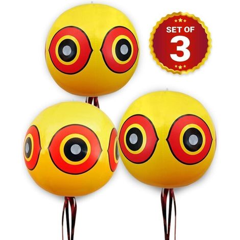 Pair Taubenabwehr-ballons, Vogelschreck Zum Fernhalten Von Tauben, Krähen Und Mehr, Verwendung Mit Ultraschall/spike/netz, 3er-pack