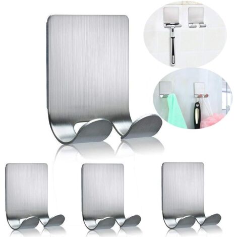 Pa Rasiererhalter, Selbstklebender Haken, Doppelter Wasserdichter Metallhaken, Edelstahl, Badezimmer-handtuchhaken, Rasiererhalter Für Dusche, 4 Stück