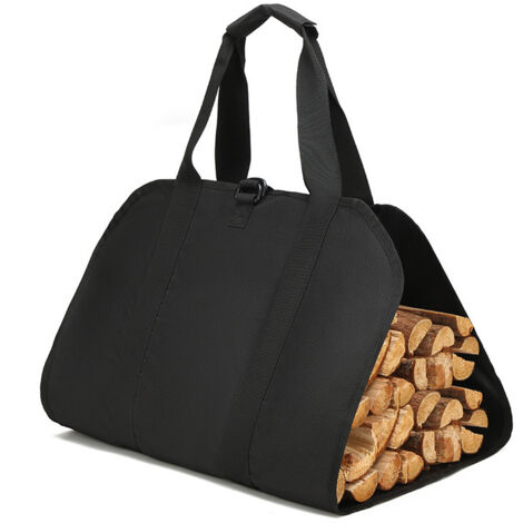 Pa Tragetasche Für Brennholz, Tasche Für Holzscheite Aus Segeltuch, Wasserabweisende Tragetasche, Faltbares Kaminzubehör, Ideal Für Öfen, Camping, Strand (schwarz)