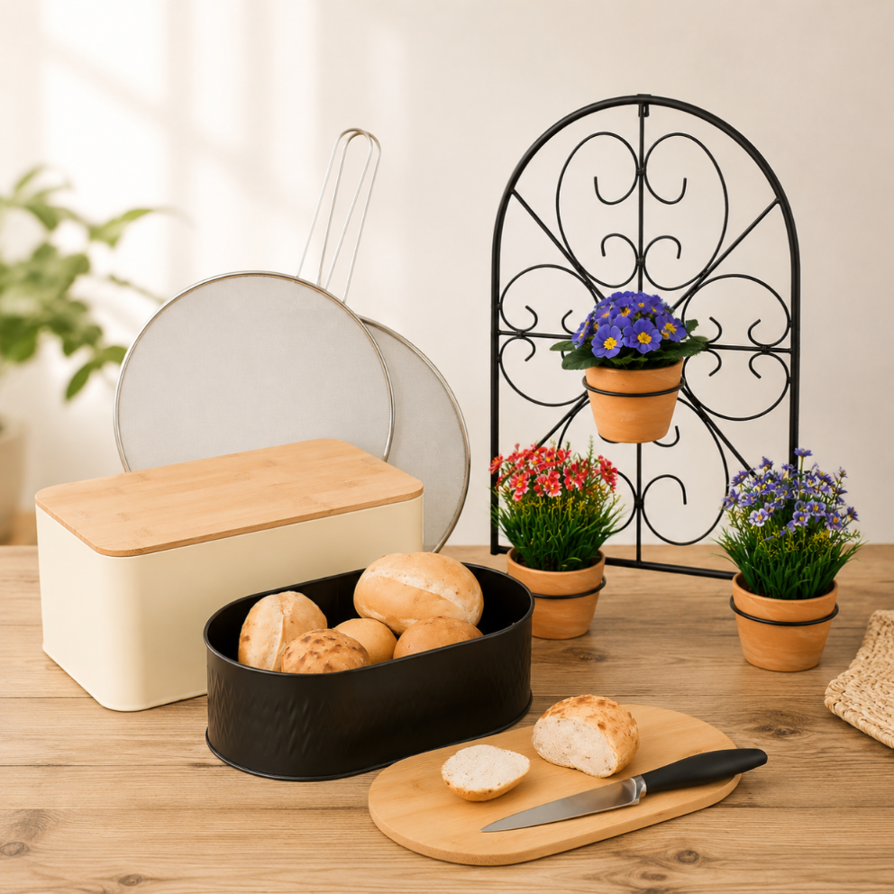 Retro Kuchenset Mit Brotkasten 4 Teilig - Brotkasten Wand Topfhalter Spritzschutz Und Brotdose 224683333 224683333 224683333 224683333
