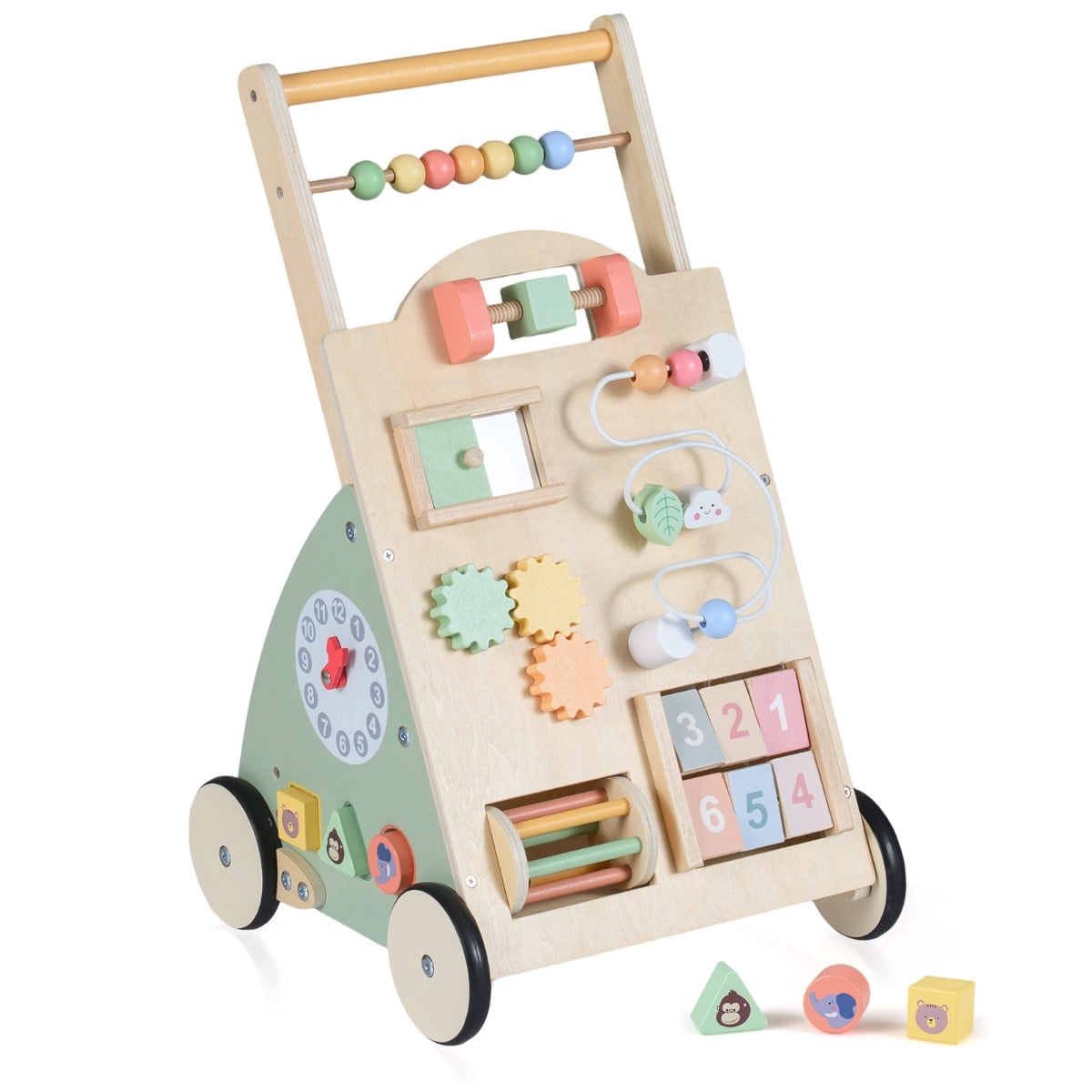 Holz Aufbewahrungsmobel Set Fur Kinder 2 Teilig Lauflernwagen Mit Korb Und 3 Stockigem Bucherregal 221618947 221618947 221618947