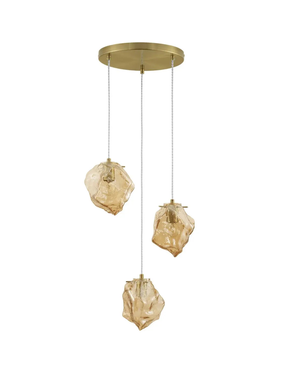 [neuwertig] B-ware Nova Luce Pendelleuchte Hängeleuchte Odelle E14 Led Gold Dimmbar 3 Flammig Glas