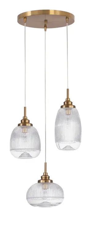 [neuwertig] B-ware Nova Luce Pendelleuchte Hängeleuchte Mond Gold E14 Led 3fach Dimmbar Glas Metall