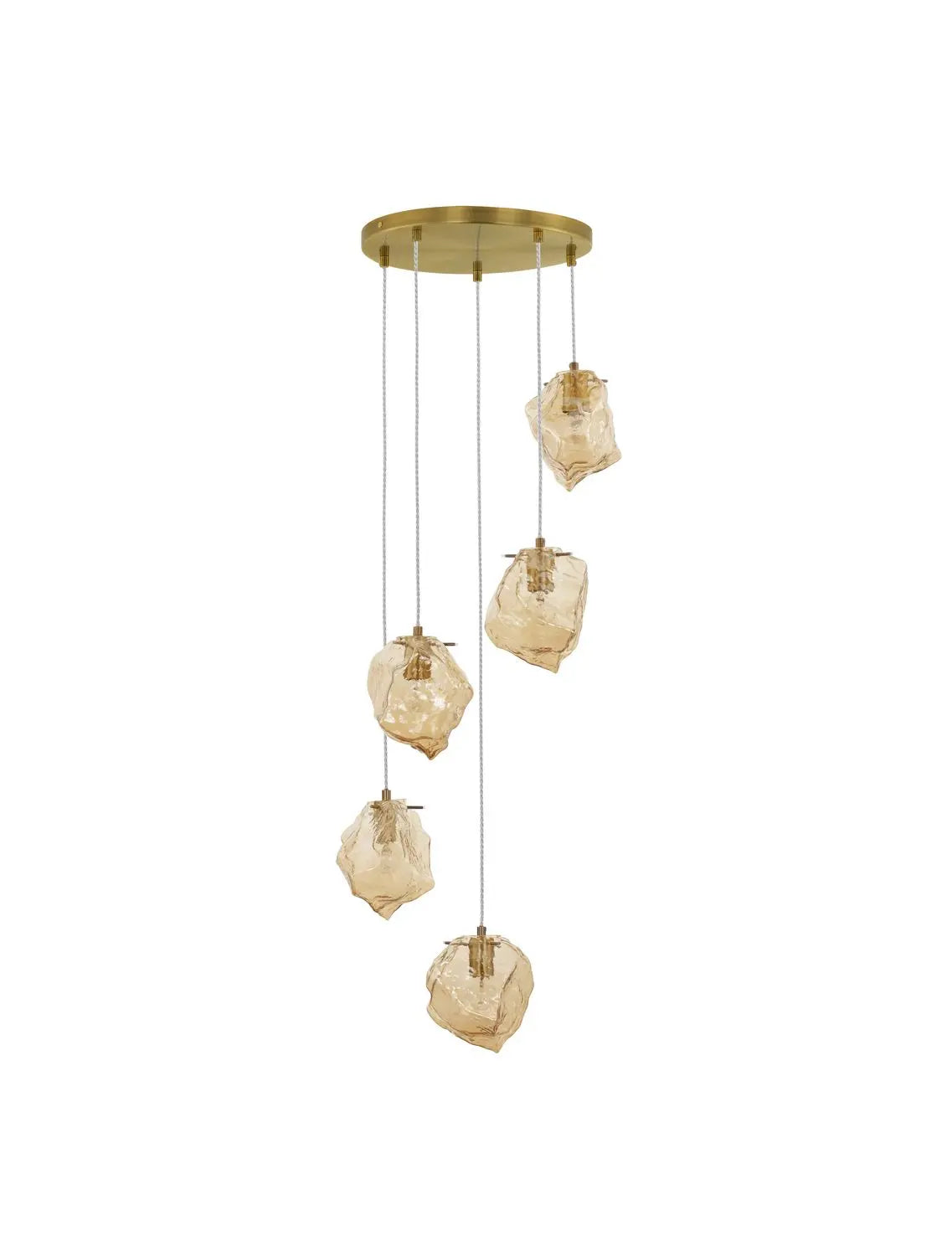 [neuwertig] B-ware Nova Luce Pendelleuchte Hängeleuchte Odelle E14 Led Gold Dimmbar Glas 5 Flammig