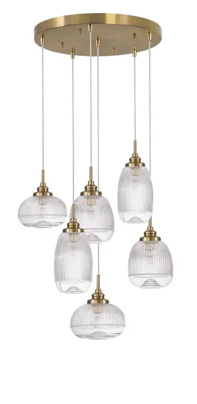 [neuwertig] B-ware Nova Luce Pendelleuchte Hängeleuchte Mond Gold E14 Led 6fach Dimmbar Glas Metall