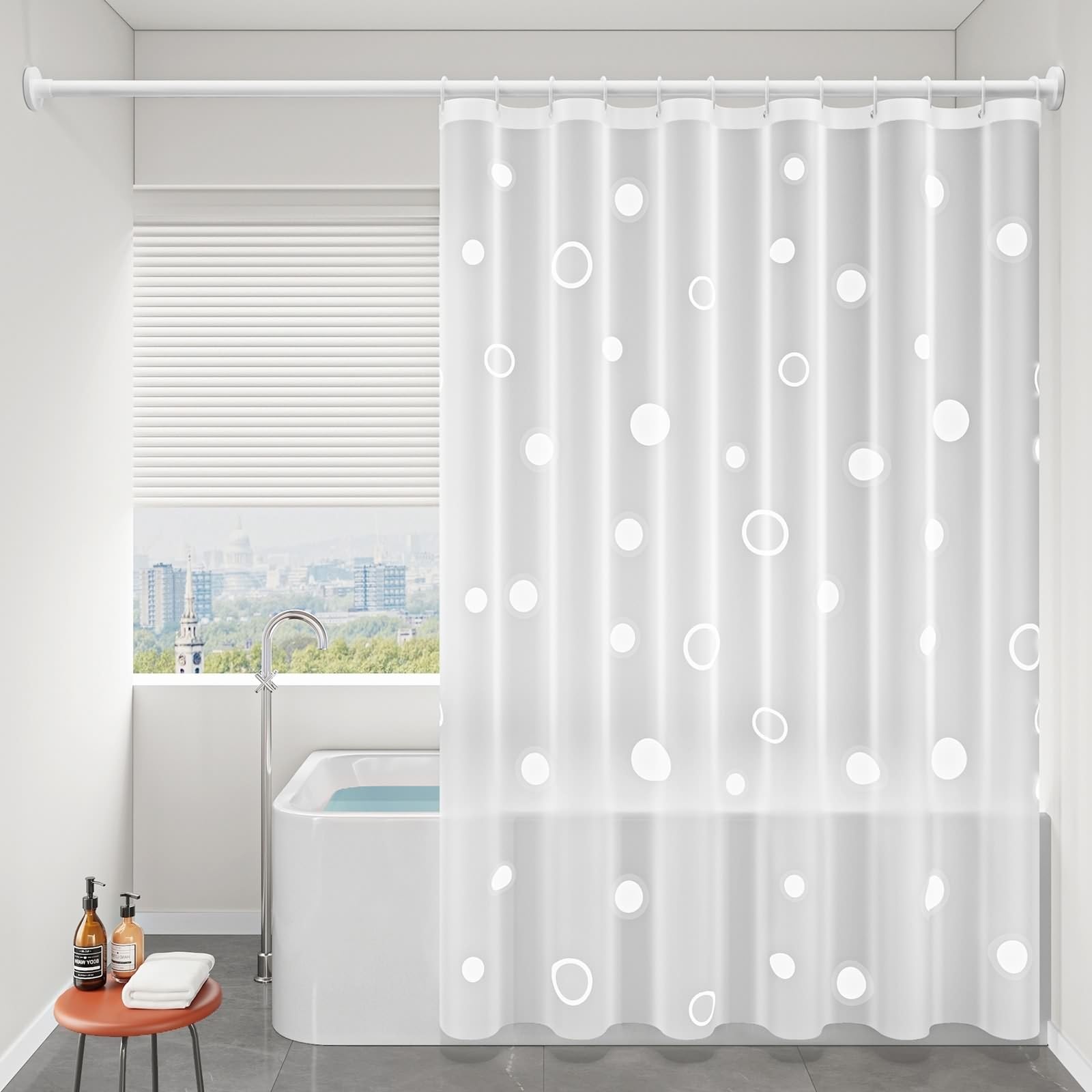Kleiner Duschvorhang 80x180, Halbtransparenter Peva-duschvorhang Mit Kreismuster, Wasserdichter Duschvorhang Mit Beschwertem Saum
