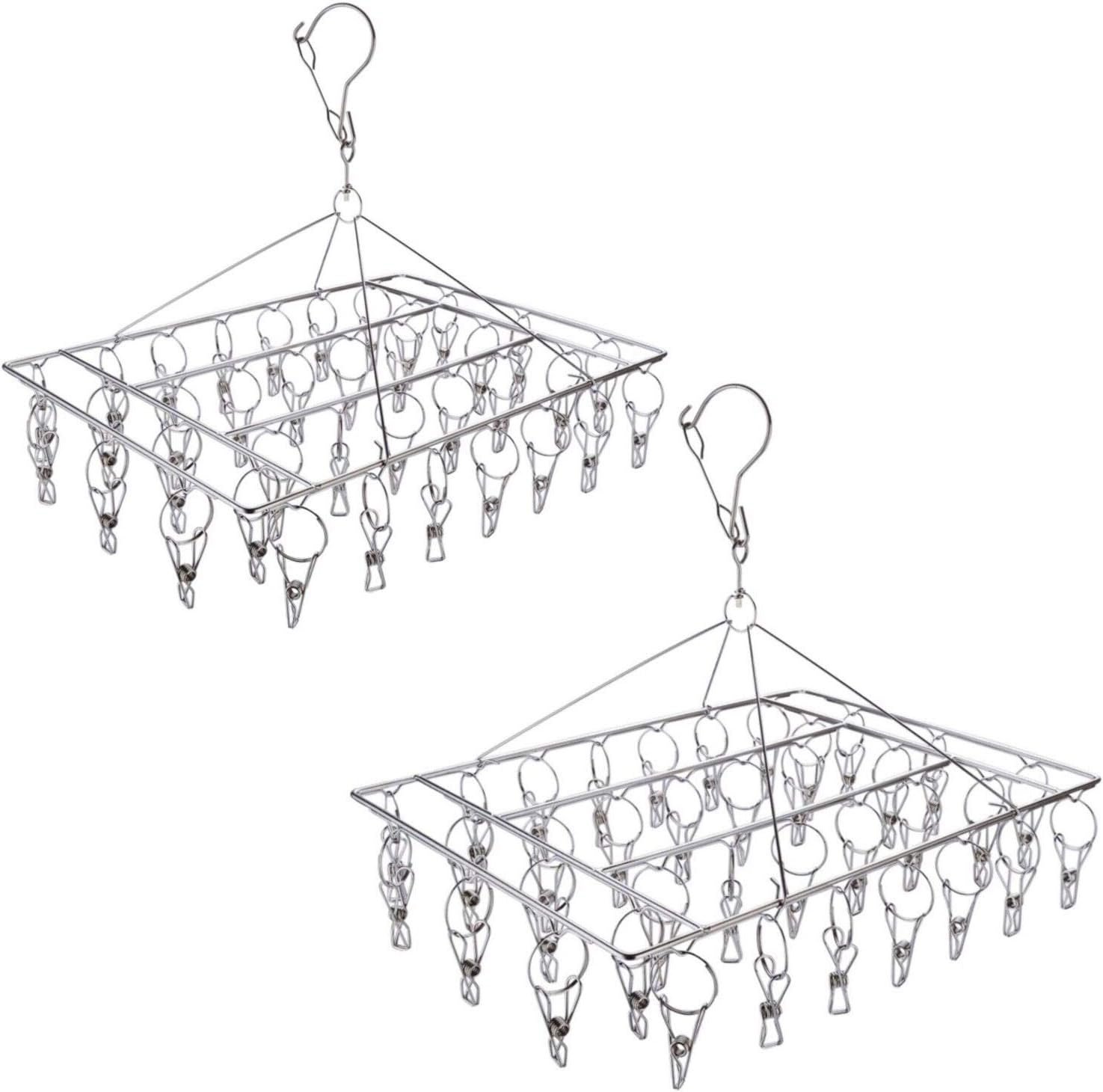 Socken-trockenständer, Wäscheständer Zum Aufhängen Mit 30 Windfesten Edelstahlclips Für Socken, Unterwäsche, Kleidung, Handtücher (2 Stück)