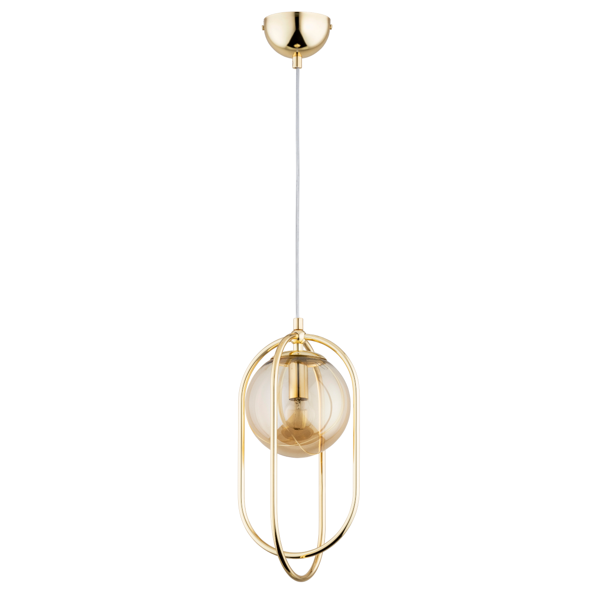 Bernsteinfarbene Glaskugel-pendelleuchte Mit Ovalen Ringen Für Wohn- Und Schlafzimmer, 1xe14 10w Binar Alfa