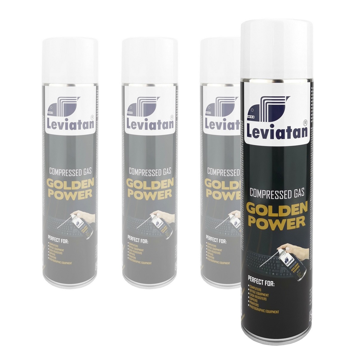 Komprimiertes Gas Leviatan Golden Power 600ml Set 4 Stück.