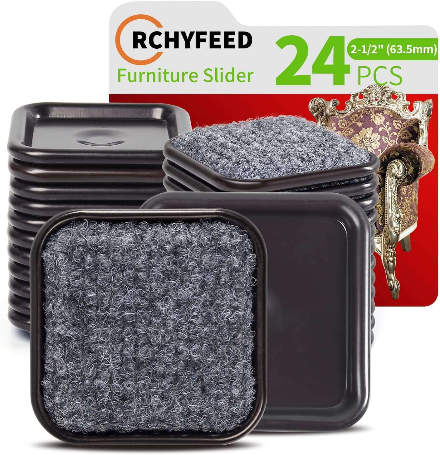 Filzgleiter Für Möbel, 63,5 X 63,5 Mm, 24 Stück, Bodenschutz Für Stühle