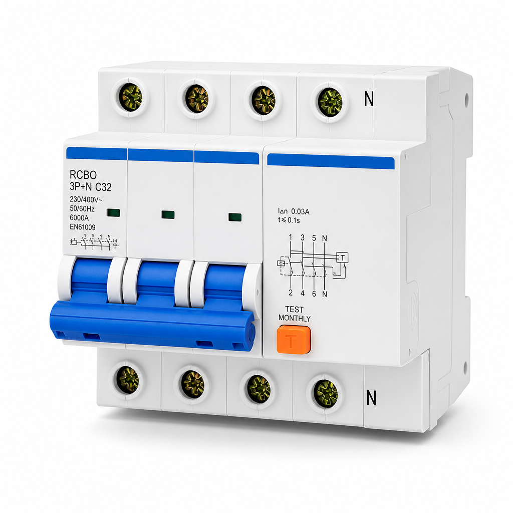 Fi/ls-schalter 3p+n 32a C-charakteristik 6ka En61009