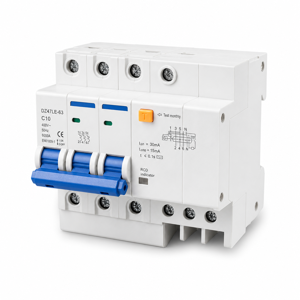 Fi/ls-schalter 3p 10a Charakteristik C 6ka En61009 230-400v 50/60hz