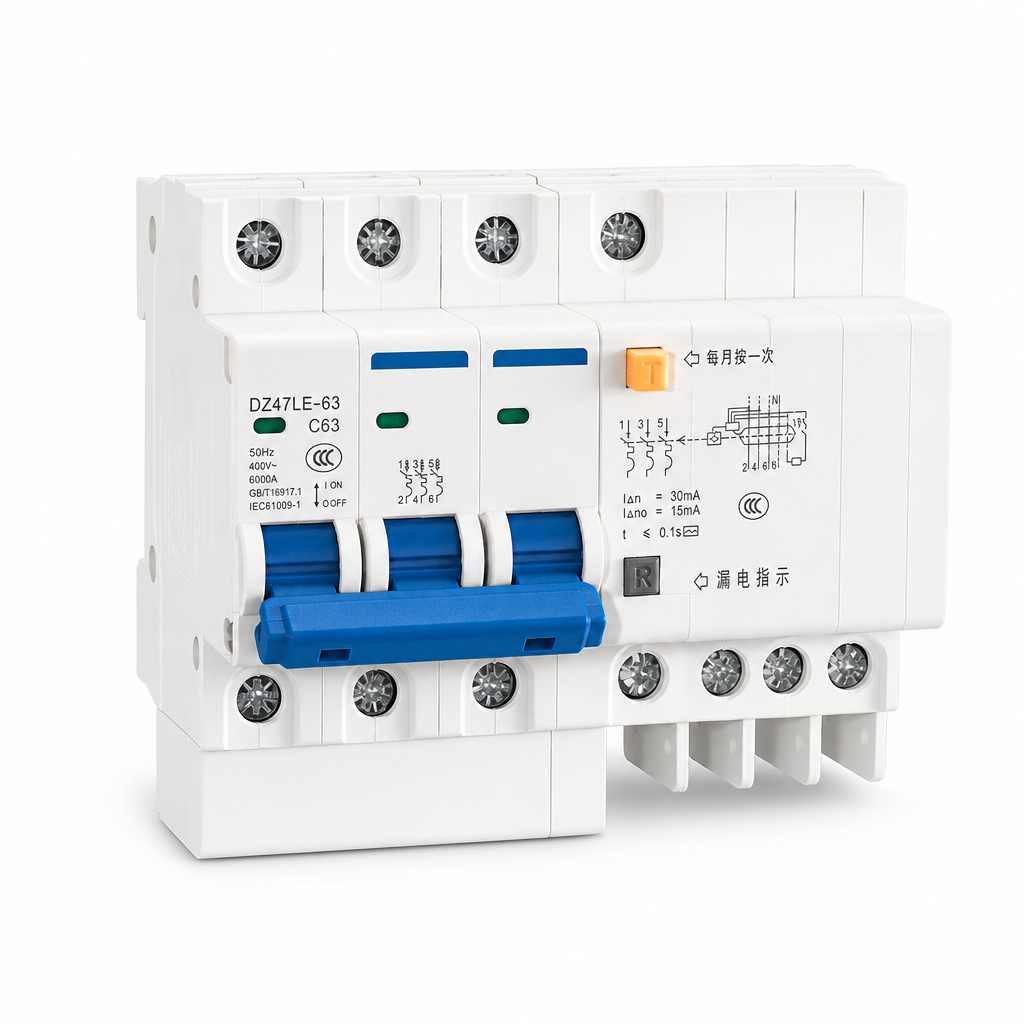 Fi-schutzschalter 3p 63a Charakteristik C 6ka 230-400v En61009