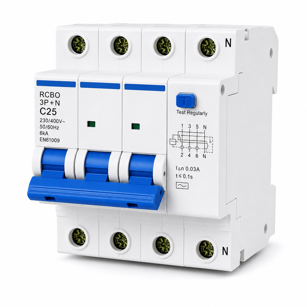 Fi/ls-schalter 3p+n C25a 6ka Ac230-400v