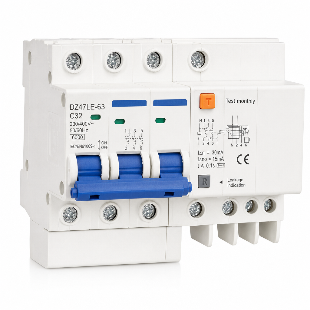 Fi/ls-schalter 3p 32a 230-400v C-charakteristik 6ka En61009