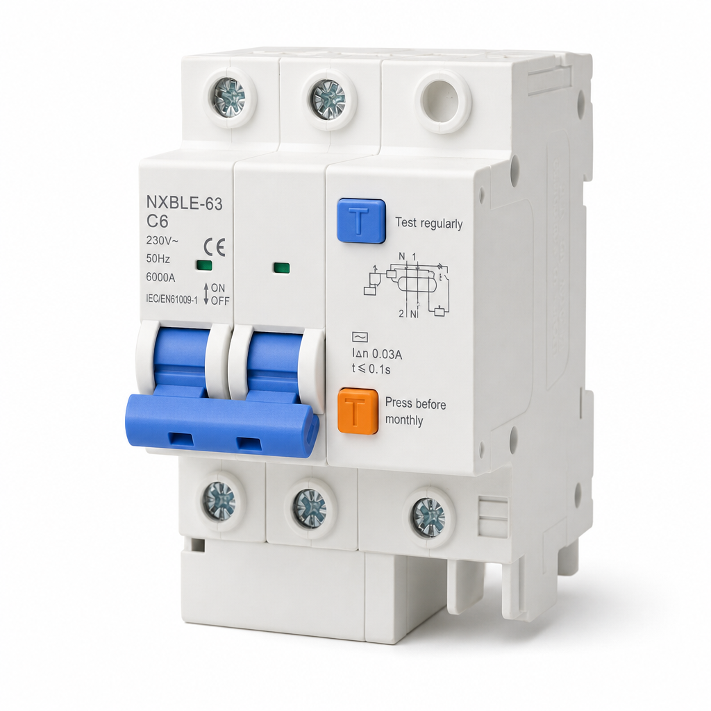 Fi/ls-schalter 2p 6a Charakteristik C 6ka 230-400v