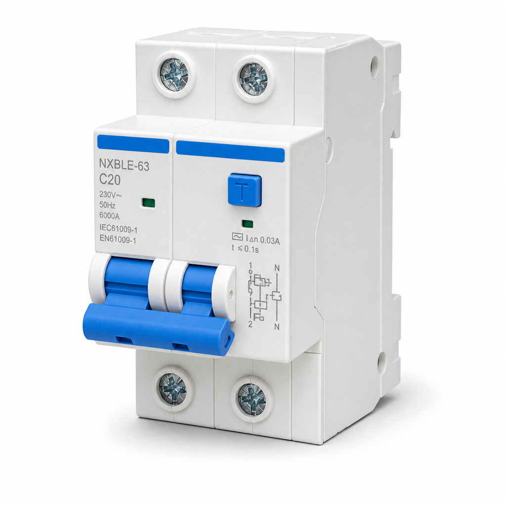 Fi/ls-schalter 2p 20a C-charakteristik 6ka En61009