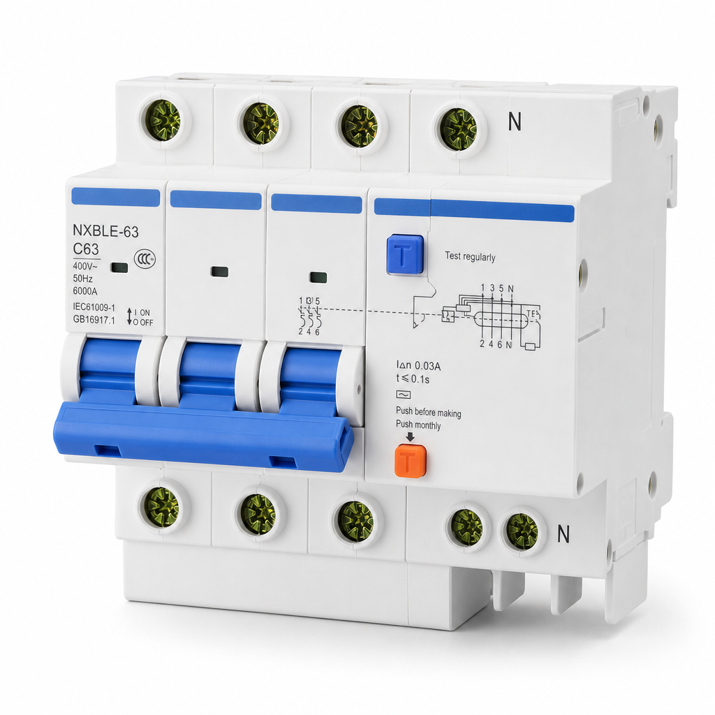 Fi/ls-schalter 3p+n 63a Charakteristik C 6ka En61009