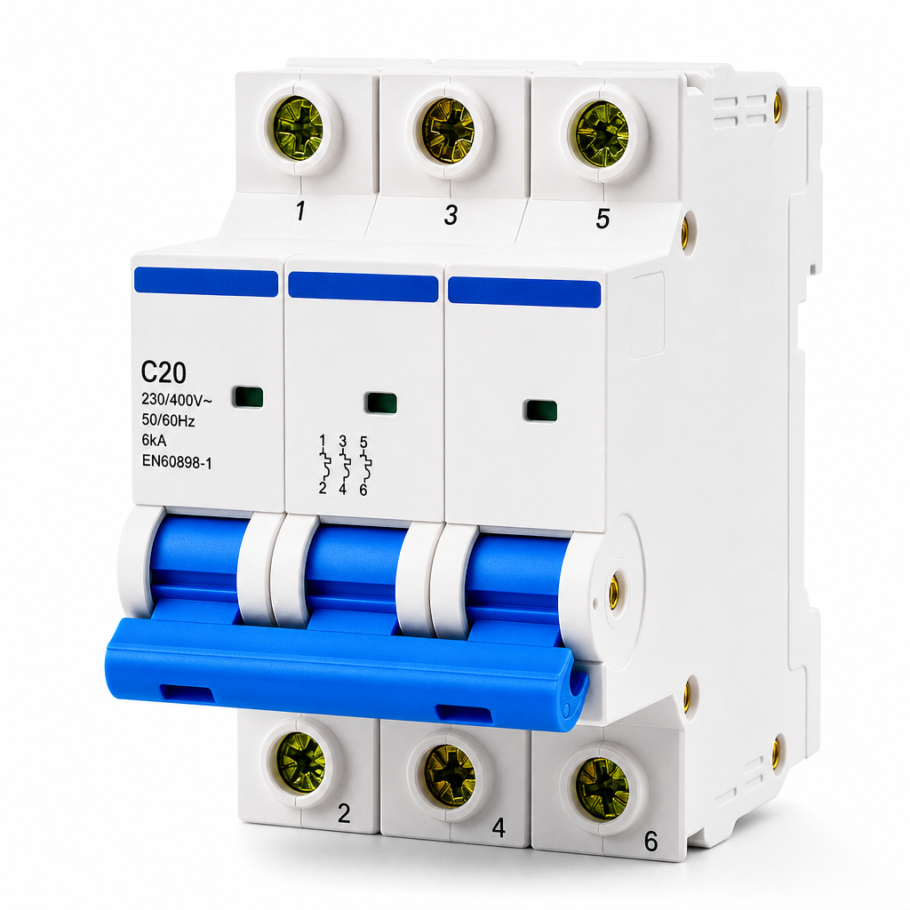 Modularer Leitungsschutzschalter 3p 20a Charakteristik C 6ka 400v Ohne Fi-schutzschalter