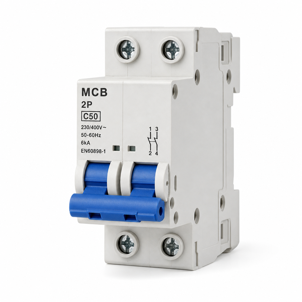 Modularer Leitungsschutzschalter 2p 50a C-charakteristik 6ka En60898-1