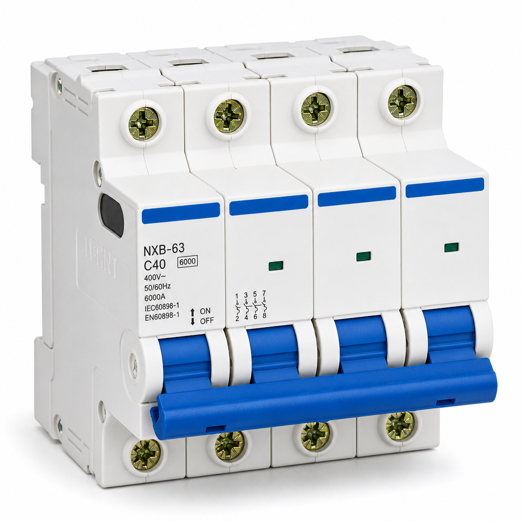 Modularer Leitungsschutzschalter 4p 40a Charakteristik C 6ka 230-400v