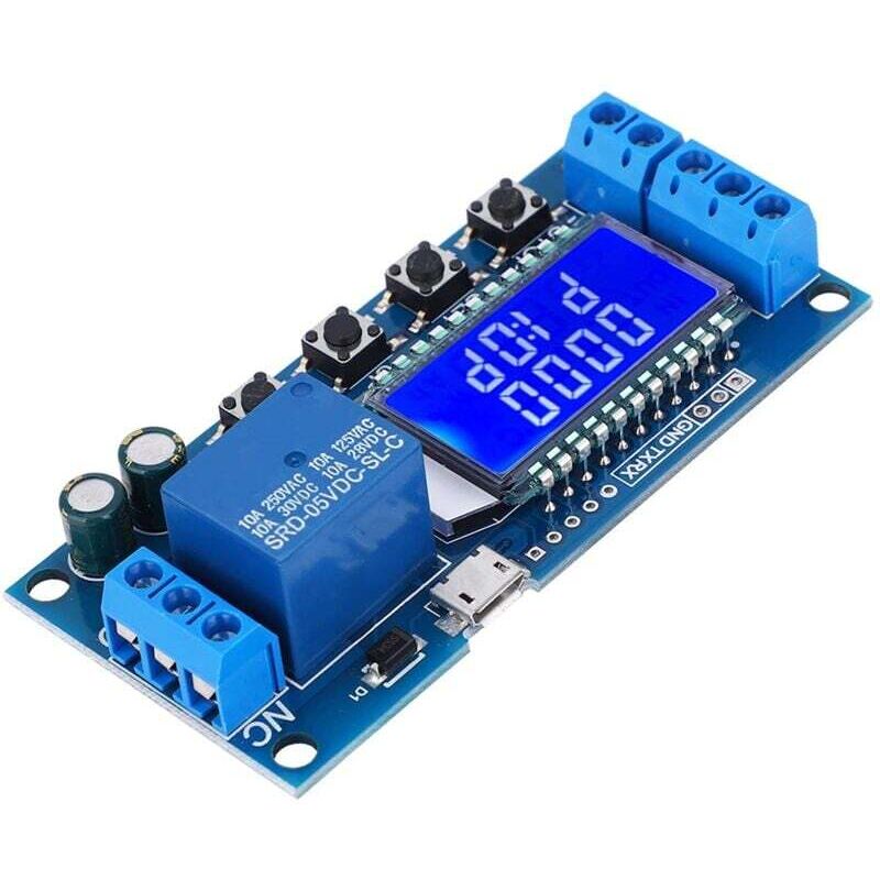 Dc 6-30v Zeitverzögerungsrelaismodul Mit Lcd-anzeige, 0,01s-9999min Zeitverzögerungszyklus, Unterstützt Micro-usb 5v Stromversorgung, Mit Verpolungsschutz