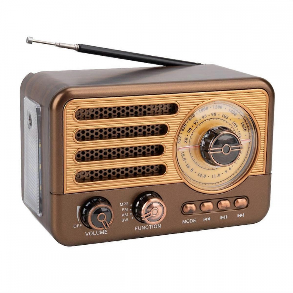Tragbarer Retro-radio-bluetooth-lautsprecher Mit Fm/am-radioempfänger, Led-taschenlampe Und Unterstützung Für Tf-karte, Usb Und Aux-eingang.